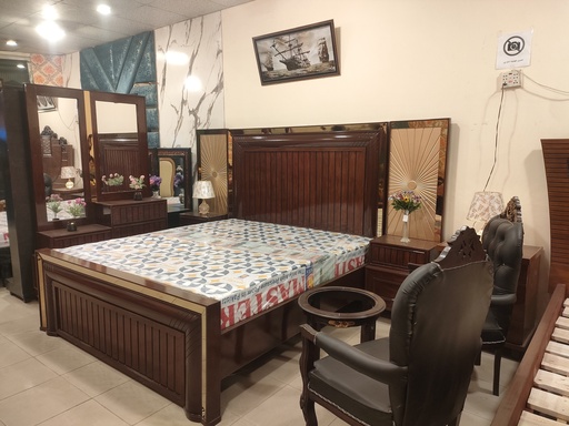 Sheesham brass bed set-001